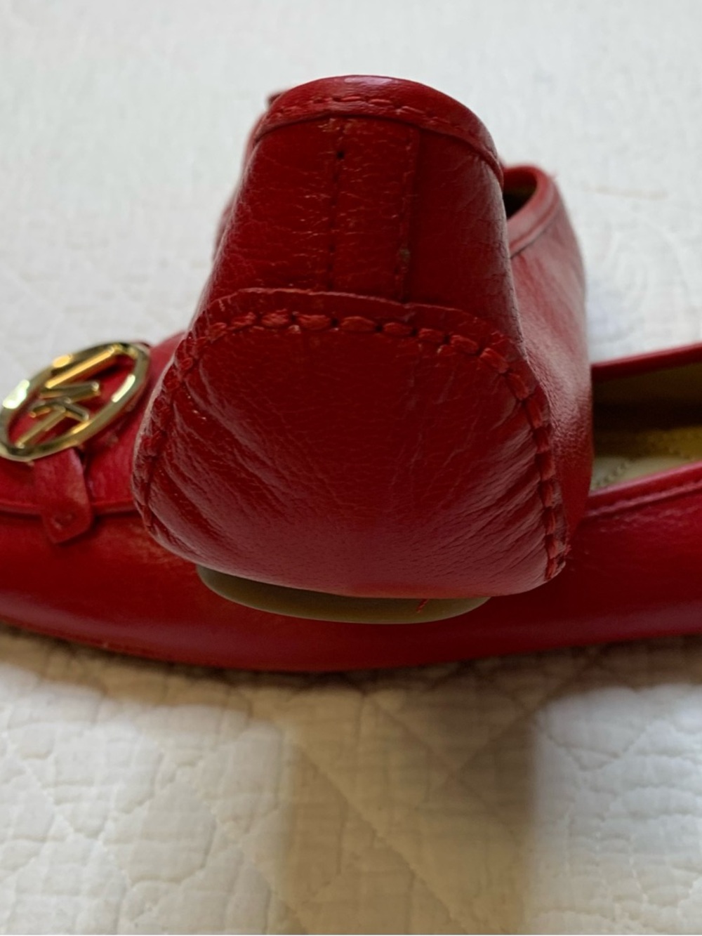 Michael Kors Lillie Premium Leather  Moccasin Flats in Bright Red - Picture 3 of 13